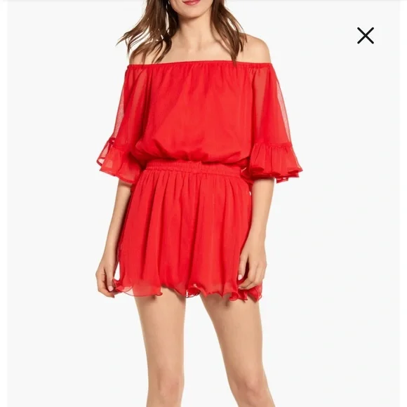 Red Ruffled Romper - Picture 2 of 2